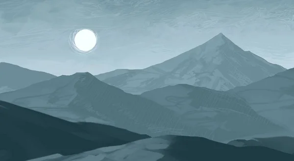 Ilustracji Góry Szkocja Cyfrowa Sztuka Malarstwa Rysunek Ręczny — Zdjęcie stockowe