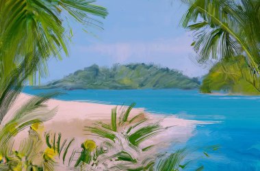 Guaj veya akrilik boyalar ile deniz manzarası çizim