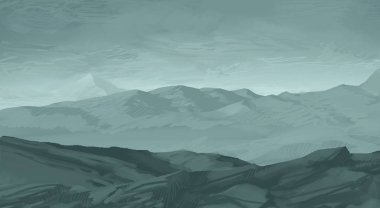 sisli dağlar ile soyut siluetli arka plan