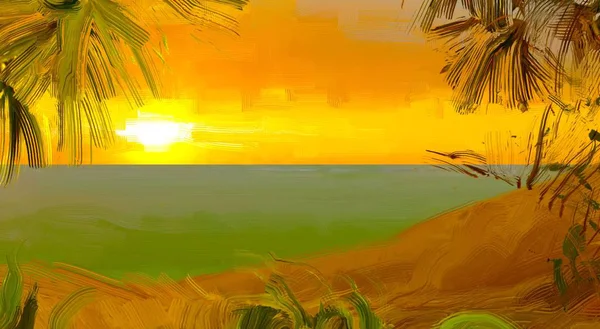 Playa Tropical Puesta Del Sol Fondo — Foto de Stock