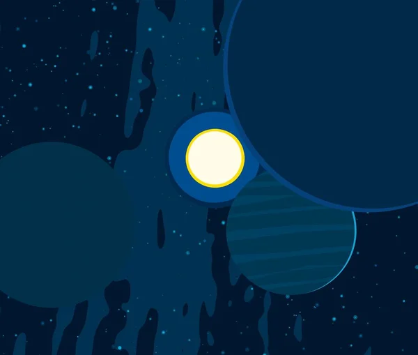 卡通绘制风格空间图片 深幅浩瀚的空间 行星和月亮 各种科幻创作背景 空间艺术 外星太阳系 行星和月亮 — 图库照片