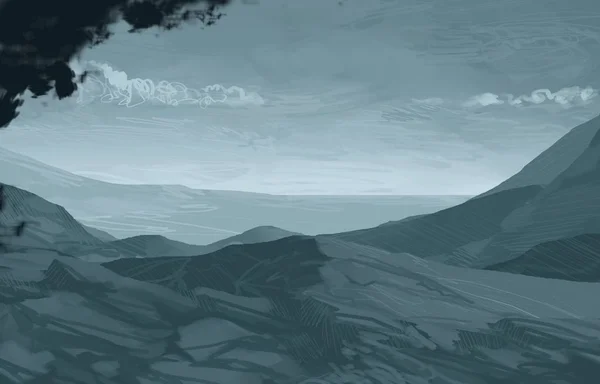 Streszczenie Sylwetki Tło Mgliste Góry — Zdjęcie stockowe