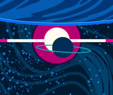 2d illüstrasyon. Karikatür stil boşluk resmi çizin. Derin geniş alan. Yıldızlar, gezegenler ve uydular. Çeşitli bilim kurgu yaratıcı fon. Uzay sanatı. Uzaylı güneş sistemleri. Gezegenler ve Uydular.