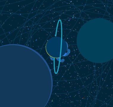 2d illüstrasyon. Karikatür uzay arka plan resmi. Derin geniş alan. Yıldızlar, gezegenler ve uydular. Çeşitli bilim kurgu yaratıcı fon. Uzay sanatı. Yabancı güneş sistemleri.