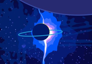 2d illüstrasyon. Karikatür stil boşluk resmi çizin. Derin geniş alan. Yıldızlar, gezegenler ve uydular. Çeşitli bilim kurgu yaratıcı fon. Uzay sanatı. Uzaylı güneş sistemleri. Gezegenler ve Uydular.