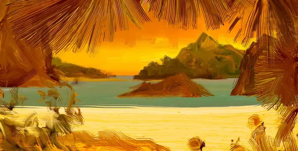 Tropical Beach Sunset Background — Stock Photo, Image