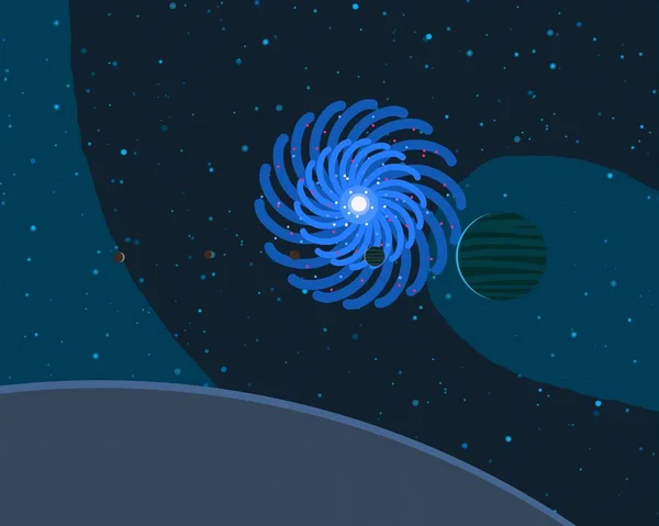 Diepe Interstellaire Ruimte Sterren Planeten Manen Verschillende Science Fiction Creatieve — Stockfoto