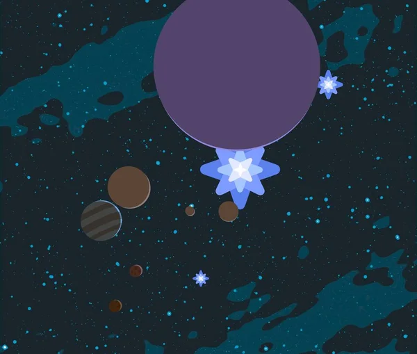 Illustration Cartoon Cosmos Background Image Deep Interstellar Space Stars Planets — Stock Photo, Image