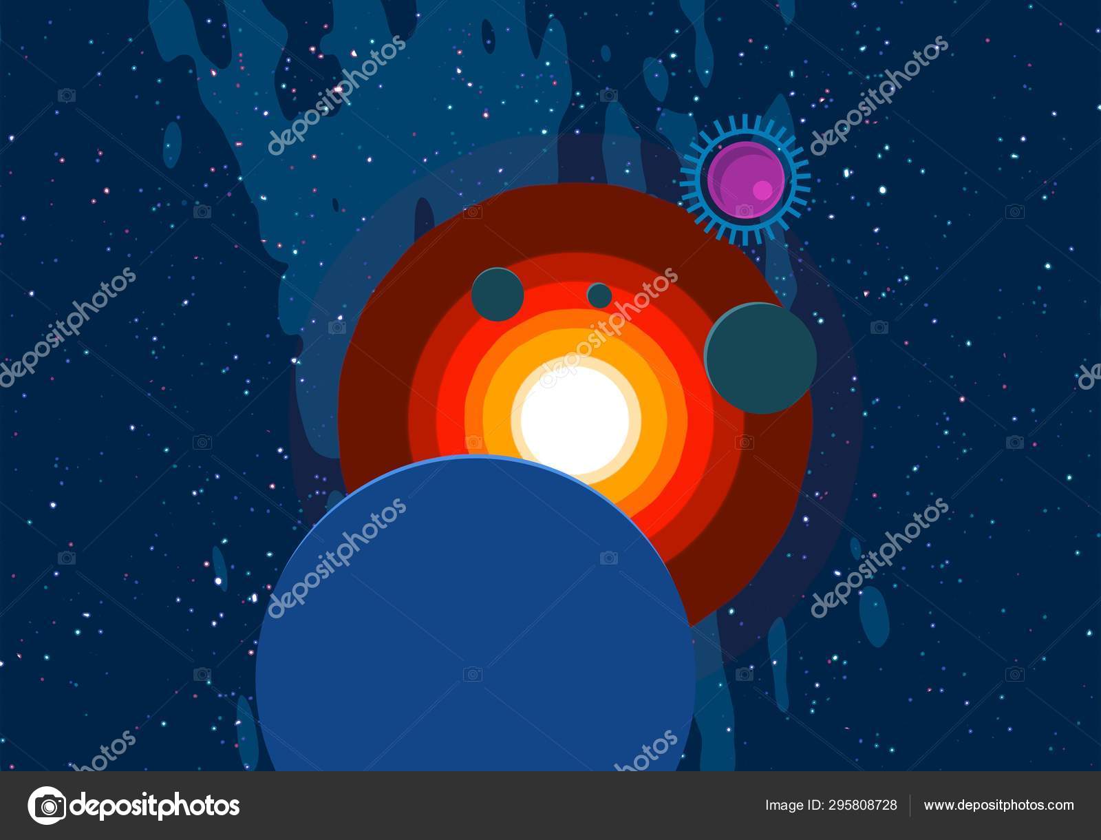 Illustration Cartoon Draw Style Space Picture Deep Vast Space Stars ...