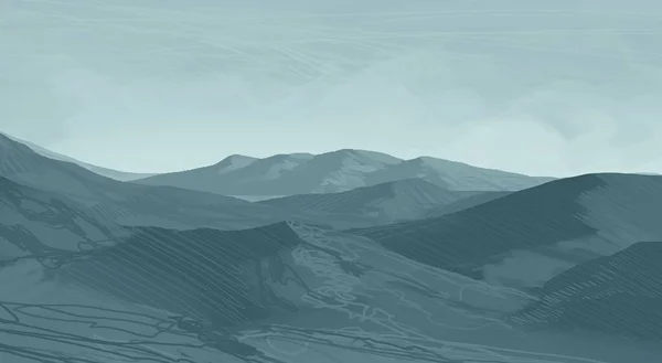 Абстрактный Силуэт Фона Туманными Горами — стоковое фото
