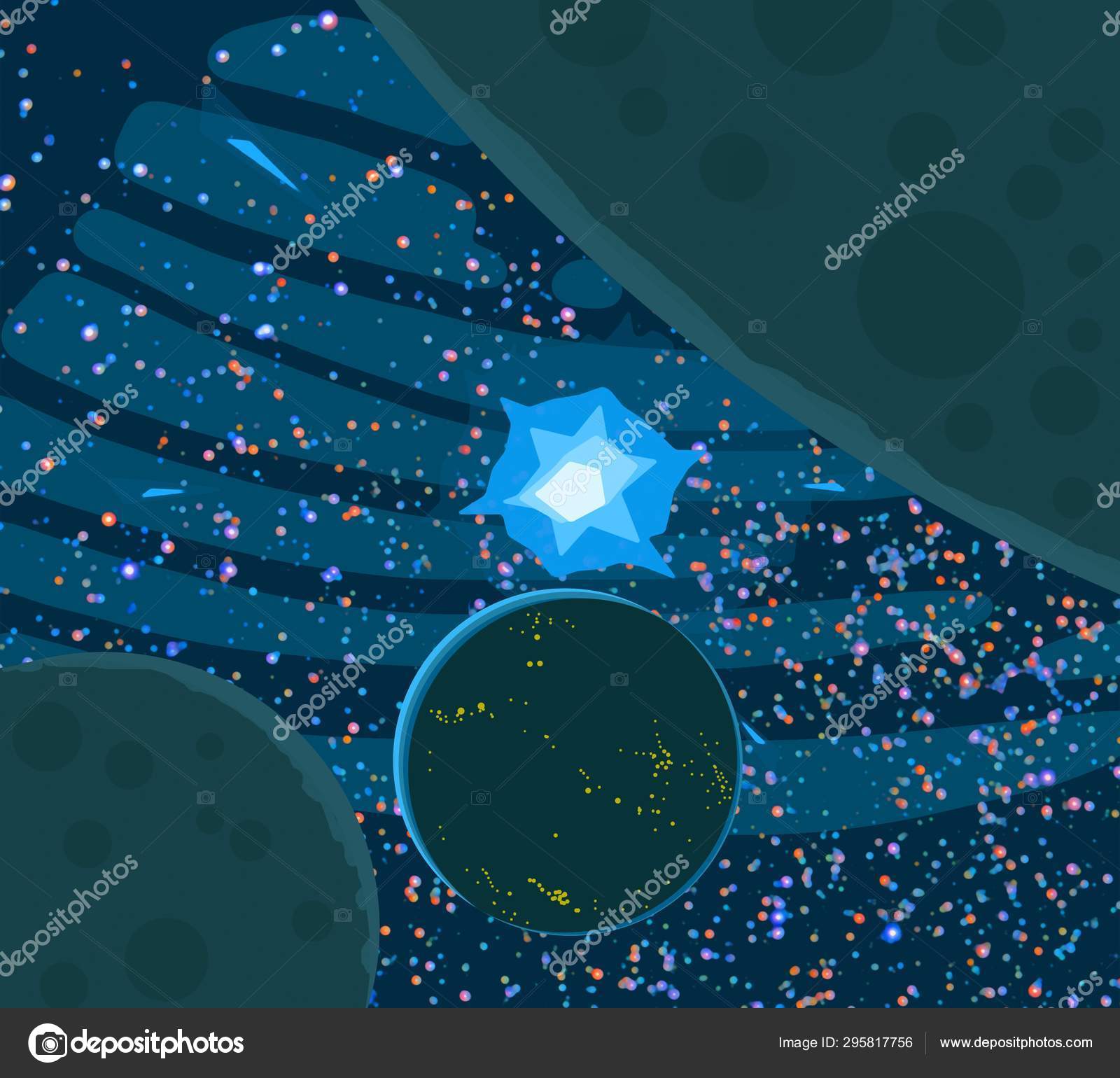 Illustration Cartoon Draw Style Space Picture Deep Vast Space Stars ...
