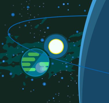 2d illüstrasyon. Karikatür stil boşluk resmi çizin. Derin geniş alan. Yıldızlar, gezegenler ve uydular. Çeşitli bilim kurgu yaratıcı fon. Uzay sanatı. Uzaylı güneş sistemleri. Gezegenler ve Uydular.