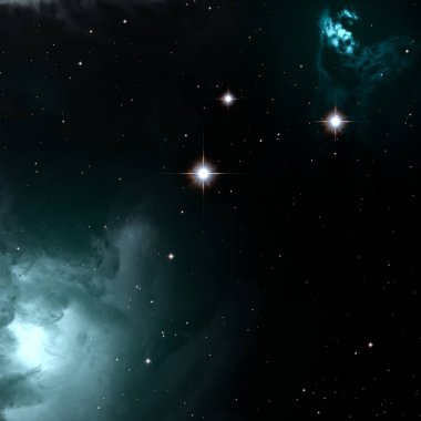 Derin uzay yıldız alanı. Evren yıldızlarla ve gazla dolu. çok uzak bir evren çizimi. 