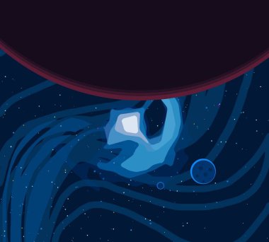 2d illüstrasyon. Karikatür stil boşluk resmi çizin. Derin geniş alan. Yıldızlar, gezegenler ve uydular. Çeşitli bilim kurgu yaratıcı fon. Uzay sanatı. Uzaylı güneş sistemleri. Gezegenler ve Uydular.