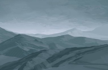 sisli dağlar ile soyut siluetli arka plan