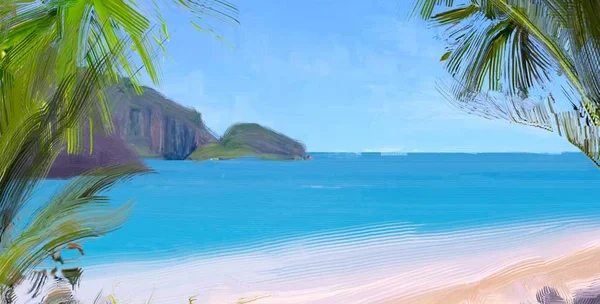 Bella Spiaggia Tropicale Sullo Sfondo — Foto Stock