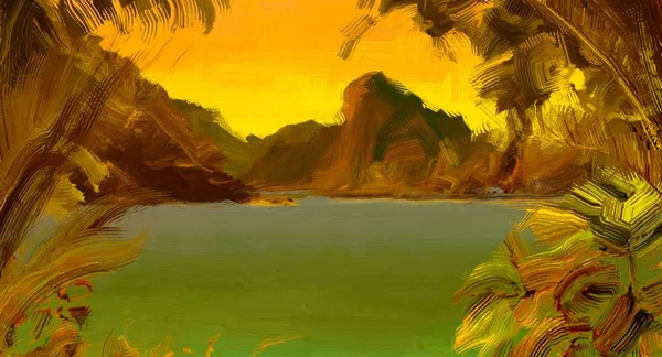 Tropical Beach Sunset Background — Stock Photo, Image