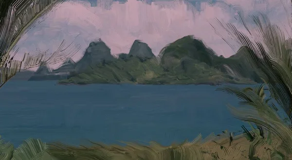 Морской Рисунок Гуашью Акриловыми Красками — стоковое фото
