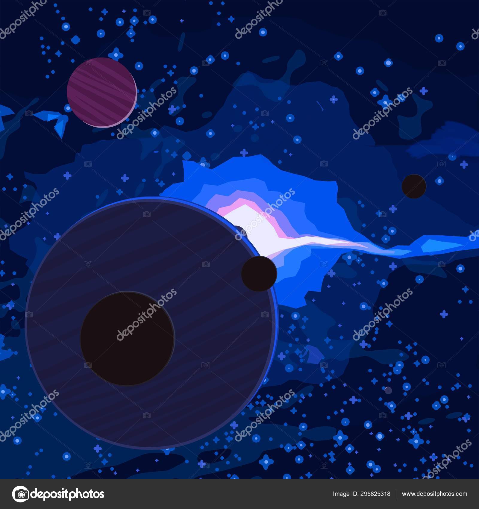 Illustration Cartoon Draw Style Space Picture Deep Vast Space Stars ...