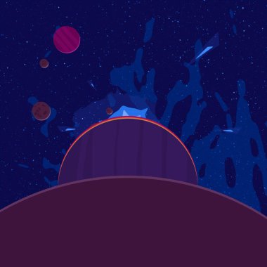 2d illustration. Cartoon draw style space picture. Deep vast space. Stars, planets and moons. Various science fiction creative backdrops. Space art. Alien solar systems. Planets and Moons. clipart