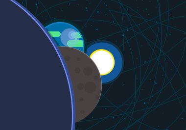 2d illüstrasyon. Karikatür stil boşluk resmi çizin. Derin geniş alan. Yıldızlar, gezegenler ve uydular. Çeşitli bilim kurgu yaratıcı fon. Uzay sanatı. Uzaylı güneş sistemleri. Gezegenler ve Uydular.