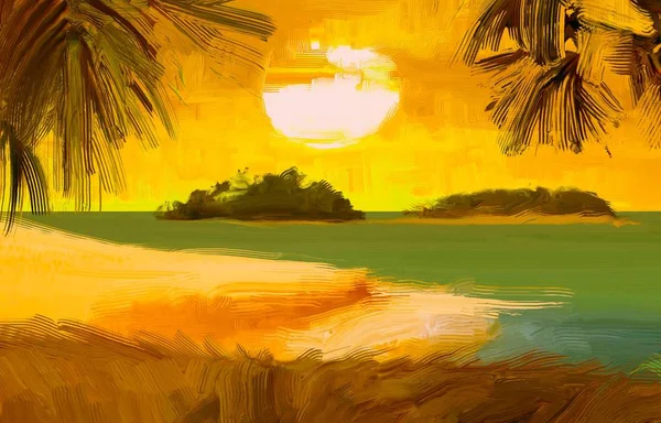 Playa Tropical Puesta Del Sol Fondo — Foto de Stock
