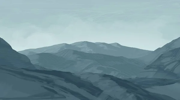 Ilustração Montanhas Escócia Arte Pintura Digital Desenho Feito Mão — Fotografia de Stock