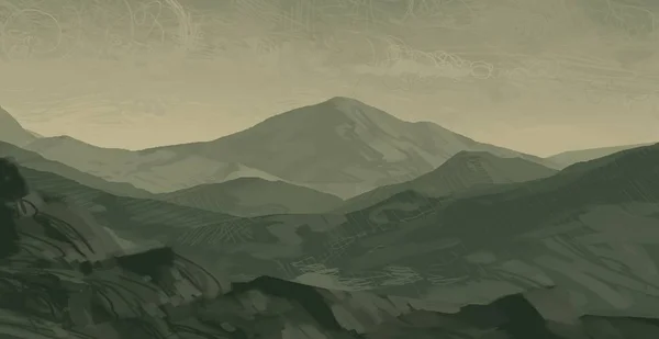 Εικονογράφηση Άγρια Βουνά Ψηφιακή Τέχνη Χειροποίητη Ψηφιακή Ζωγραφική — Φωτογραφία Αρχείου