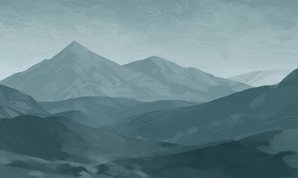 Illustrazione Montagne Scozia Pittura Digitale Arte Disegno Fatto Mano — Foto Stock