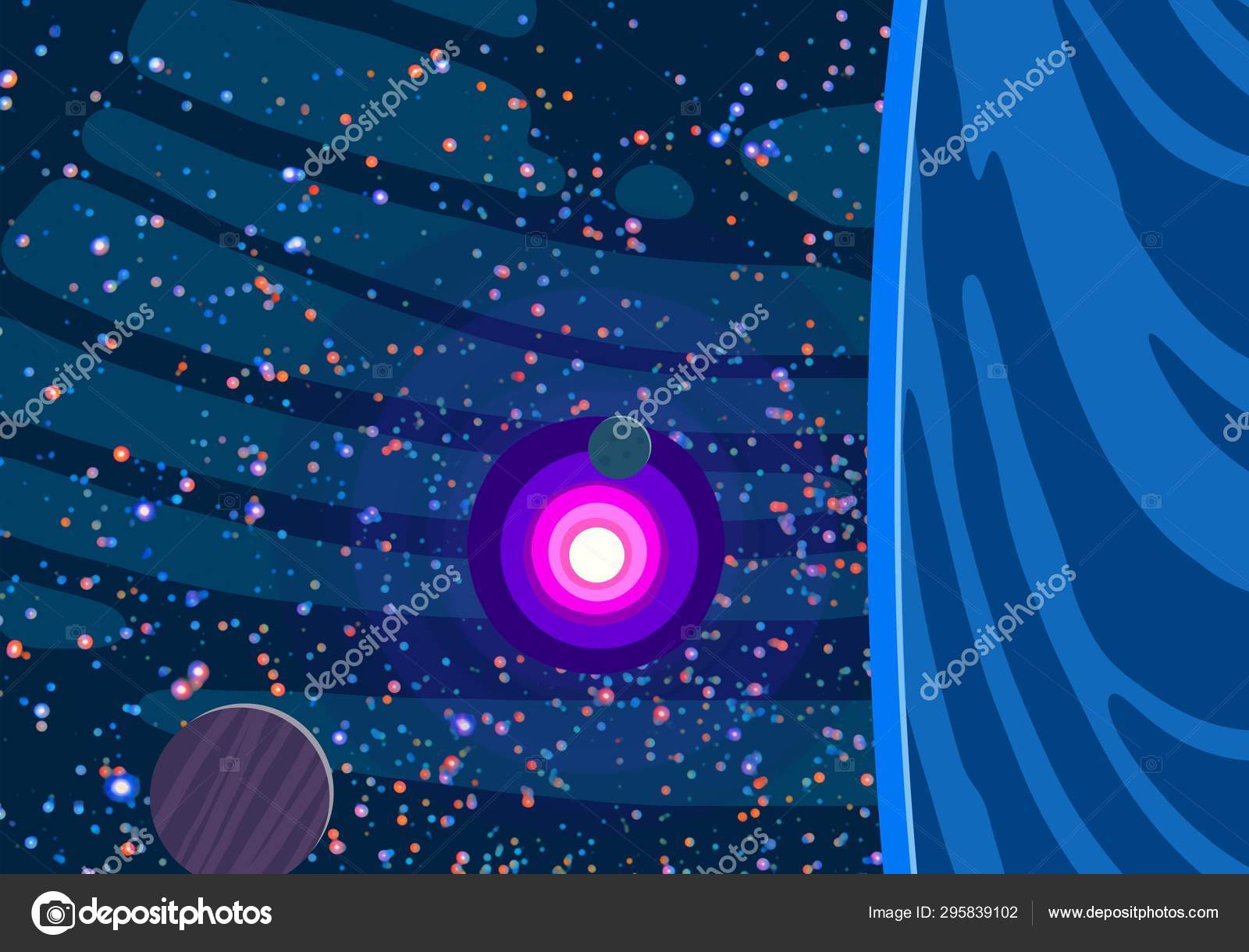 Illustration Cartoon Draw Style Space Picture Deep Vast Space Stars ...