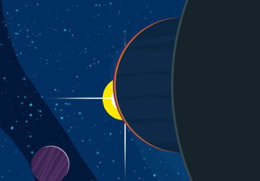 2d illüstrasyon. Karikatür stil boşluk resmi çizin. Derin geniş alan. Yıldızlar, gezegenler ve uydular. Çeşitli bilim kurgu yaratıcı fon. Uzay sanatı. Uzaylı güneş sistemleri. Gezegenler ve Uydular.