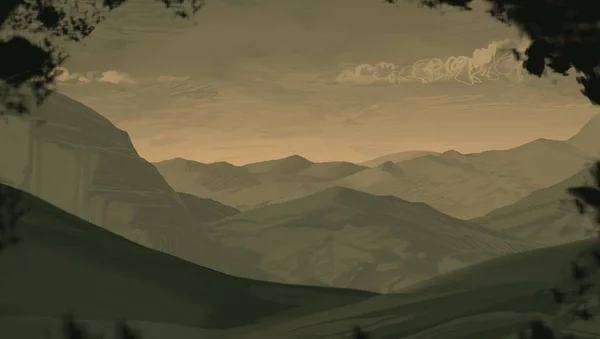 Εικονογράφηση Άγρια Βουνά Ψηφιακή Τέχνη Χειροποίητη Ψηφιακή Ζωγραφική — Φωτογραφία Αρχείου