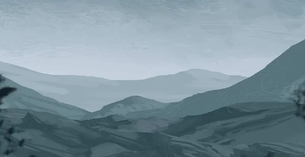 抽象剪影背景与薄雾山 — 图库照片