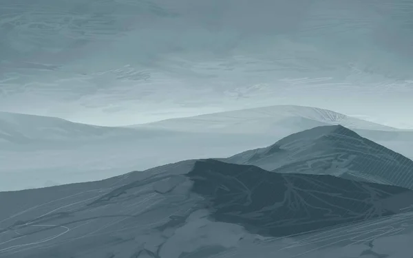 2d illustration. Mountains Scotland. Digital painting art. Hand made drawing.