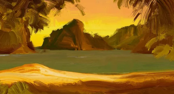 Tropical Beach Sunset Background — Stock Photo, Image