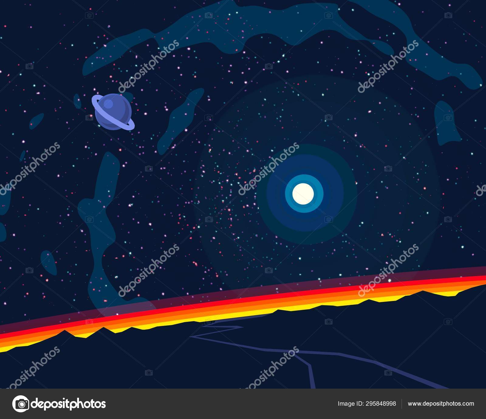 Illustration Cartoon Draw Style Space Picture Deep Vast Space Stars ...