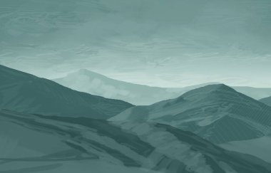 sisli dağlar ile soyut siluetli arka plan