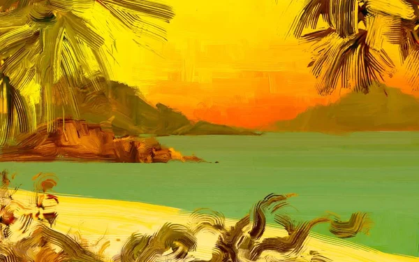 Tropical Beach Sunset Background — Stock Photo, Image