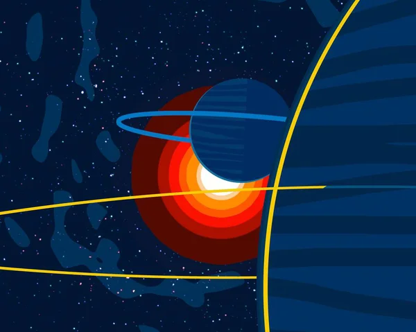 Illustratie Cartoon Tekenstijl Ruimte Foto Diepe Uitgestrekte Ruimte Sterren Planeten — Stockfoto