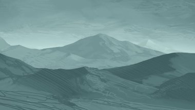 sisli dağlar ile soyut siluetli arka plan