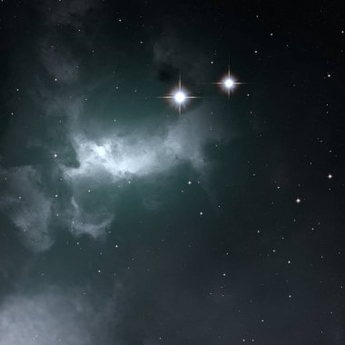 Derin uzay yıldız alanı. Evren yıldızlarla ve gazla dolu. çok uzak bir evren çizimi. 