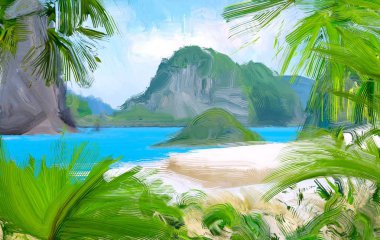 soyut yaratıcı tropikal manzara yağı resim