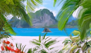 soyut yaratıcı tropikal manzara yağı resim