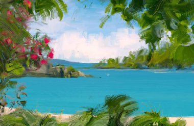 soyut yaratıcı tropikal manzara yağı resim