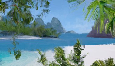 soyut yaratıcı tropikal manzara yağı resim