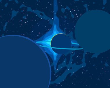 Derin yıldızlararası uzay. Yıldızlar, gezegenler ve uydular. Çeşitli bilim kurgu yaratıcı fon. Uzay sanatı. Hayali kozmik fon.