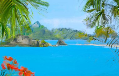 soyut yaratıcı tropikal manzara yağı resim