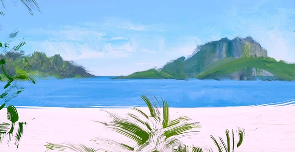 Lato Plaża Palmami — Zdjęcie stockowe