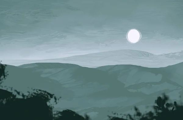 Иллюстрация Горы Шотландии Цифровая Живопись Ручной Рисунок — стоковое фото