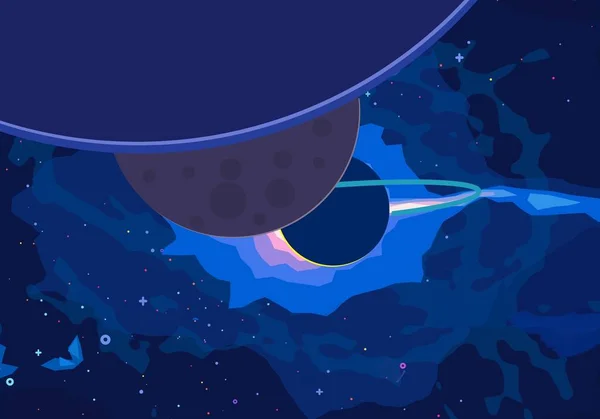 卡通空间背景图片 深幅浩瀚的空间 行星和月亮 各种科幻创作背景 空间艺术 外星太阳系 — 图库照片